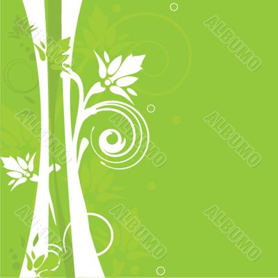 Abstract background with green flowers