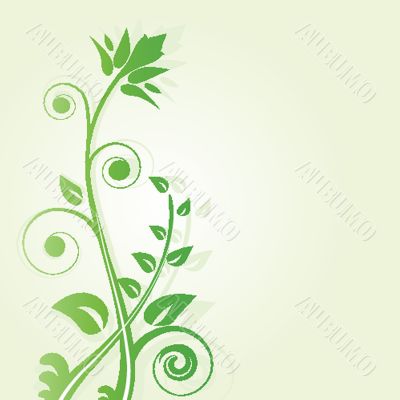 Abstract background with green flowers