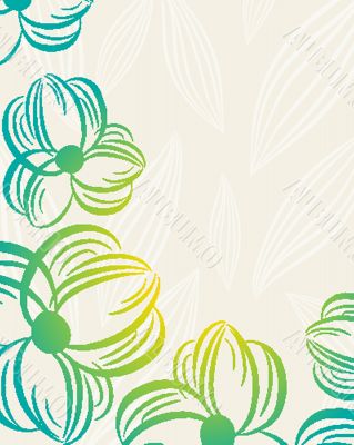 Abstract background with green flowers
