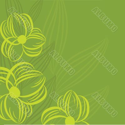 Abstract background with green flowers