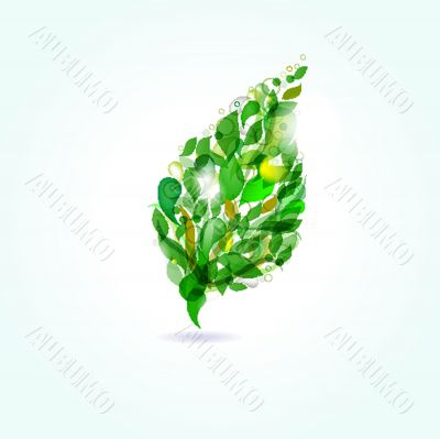Abstract background with green flowers
