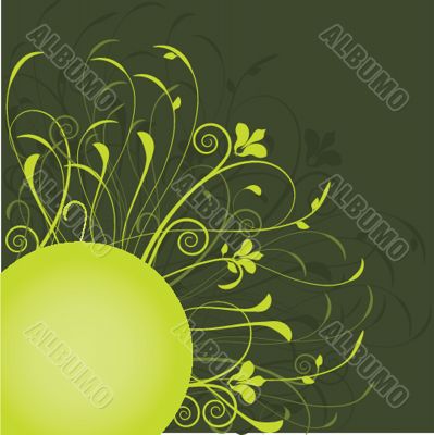 Abstract background with green flowers