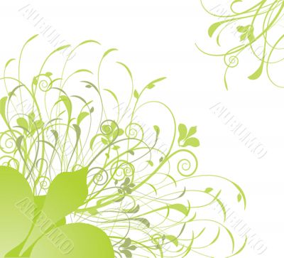 Abstract background with green flowers