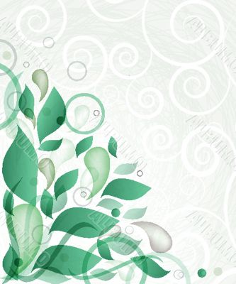 Abstract background with green flowers