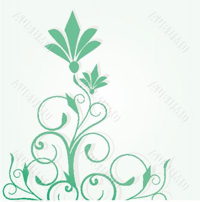 Abstract background with green flowers