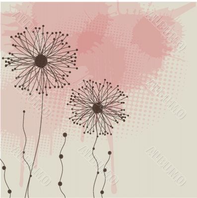 Abstract background with grey flowers