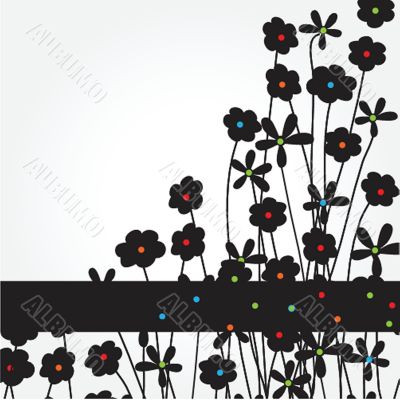 Abstract background with black flowers