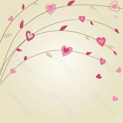 Cute vector background with vintage hearts