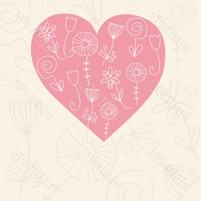 Cute vector background with vintage hearts