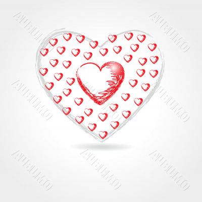 Cute vector background with vintage hearts
