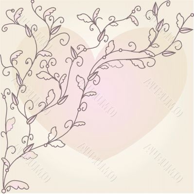 Cute vector background with vintage hearts