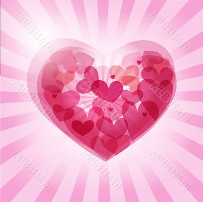 Cute vector background with vintage hearts