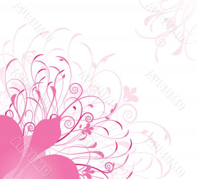 Vintage floral card with handdrawn flowers