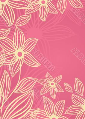 Vintage floral card with handdrawn flowers
