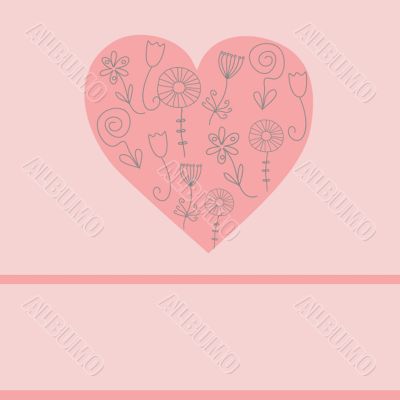 Cute vector background with vintage hearts