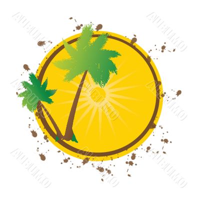Summer background with grunge beach palms