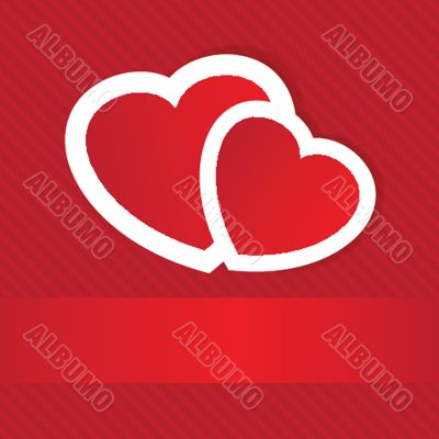 Valentines cards with two hearts and place for your text.