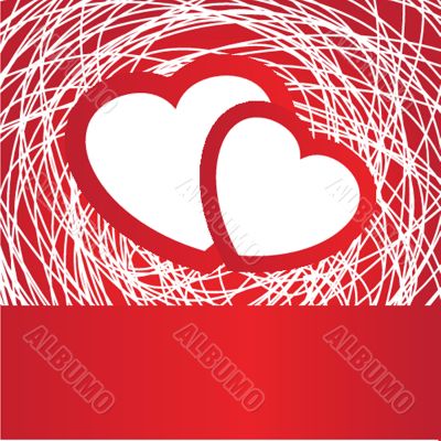 Valentines cards with two hearts and place for your text.
