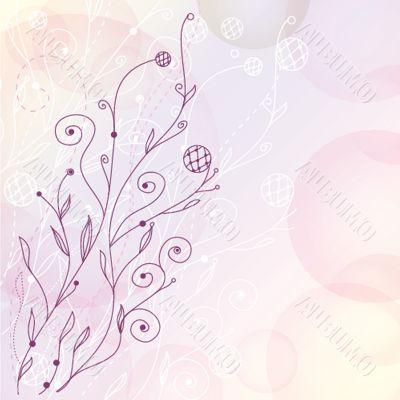 Vintage floral card with handdrawn flowers
