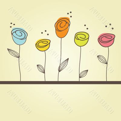 Retro card with vintage rose