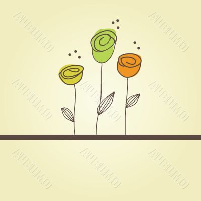 Retro card with vintage rose