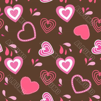Seamless pattern with hearts and flowers