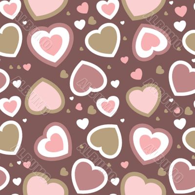 Seamless pattern with hearts and flowers