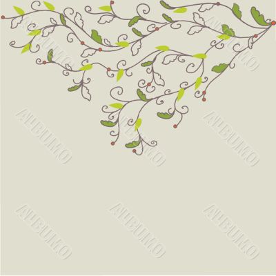 Bright greetings card with flowers and buttons