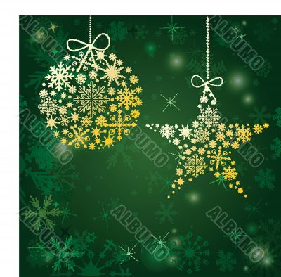 Christmas card with holiday elements.