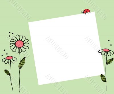 Bright greetings card with flowers and buttons