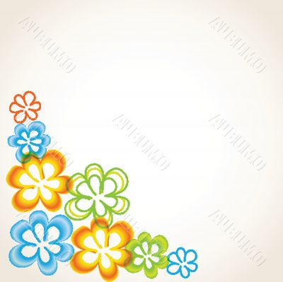 Bright greetings card with flowers and buttons