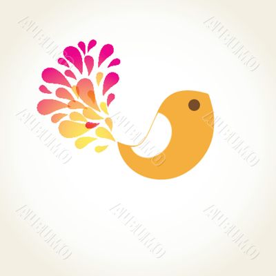 Cute greetings card with birds on a swing