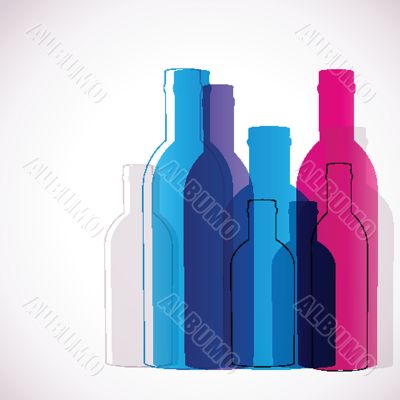 Abstract background with glass bottles