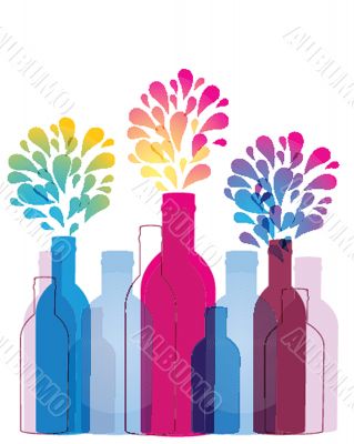 Abstract background with glass bottles