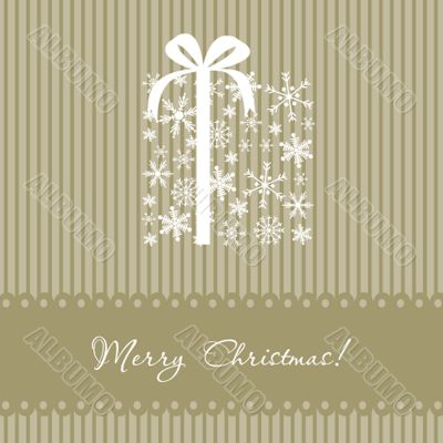 Greeting christmas card with present box