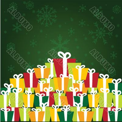 Greeting christmas card with present box