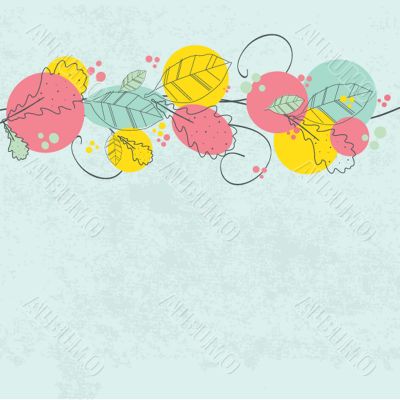 Vintage card with hand drawn flowers