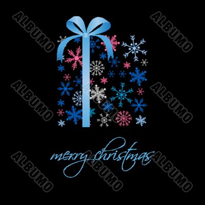 Greeting christmas card with present box