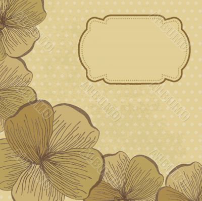 Vintage card with hand drawn flowers