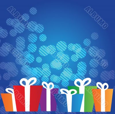 Greeting christmas card with present box