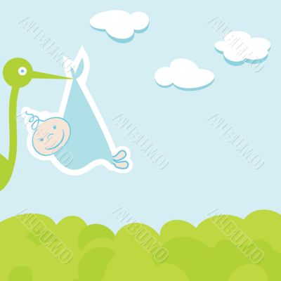 baby boy announcement card. vector illustration