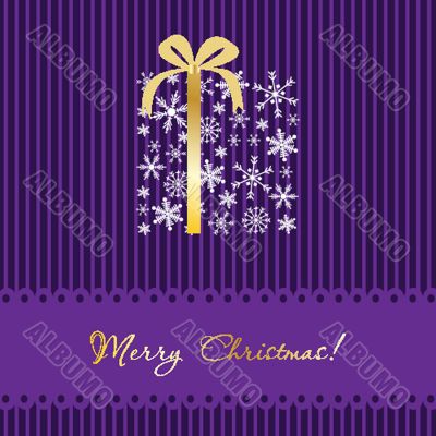 Greeting christmas card with present box