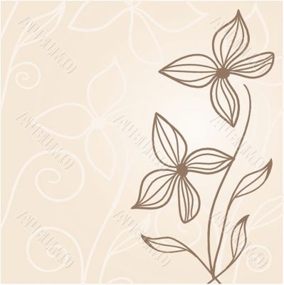 Vintage card with hand drawn flowers