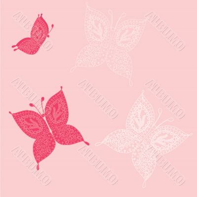 Various vector butterflies on  background
