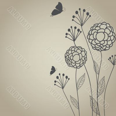 Floral card with butterflies