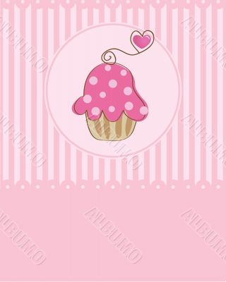 Cute vector background with small cupcake
