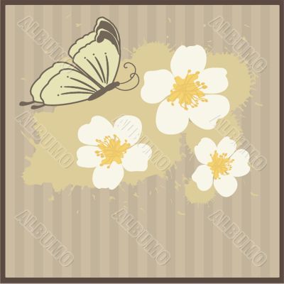 Floral card with butterflies