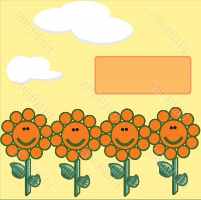 Vintage card with hand drawn flowers