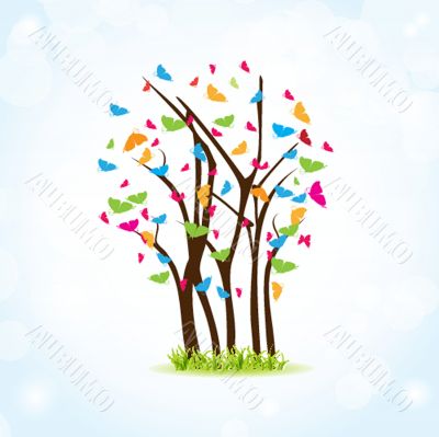 Floral card with butterflies