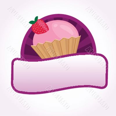 Cute vector background with small cupcake